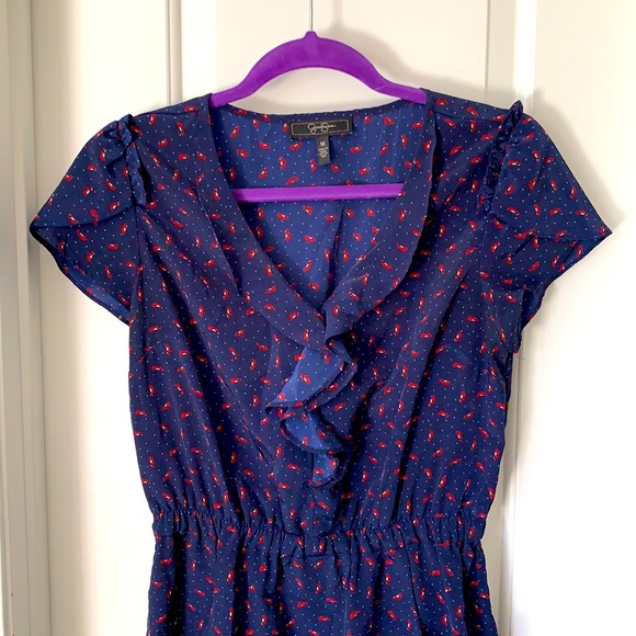 Adorable ruffle v-neck Jessica Simpson rayon dress